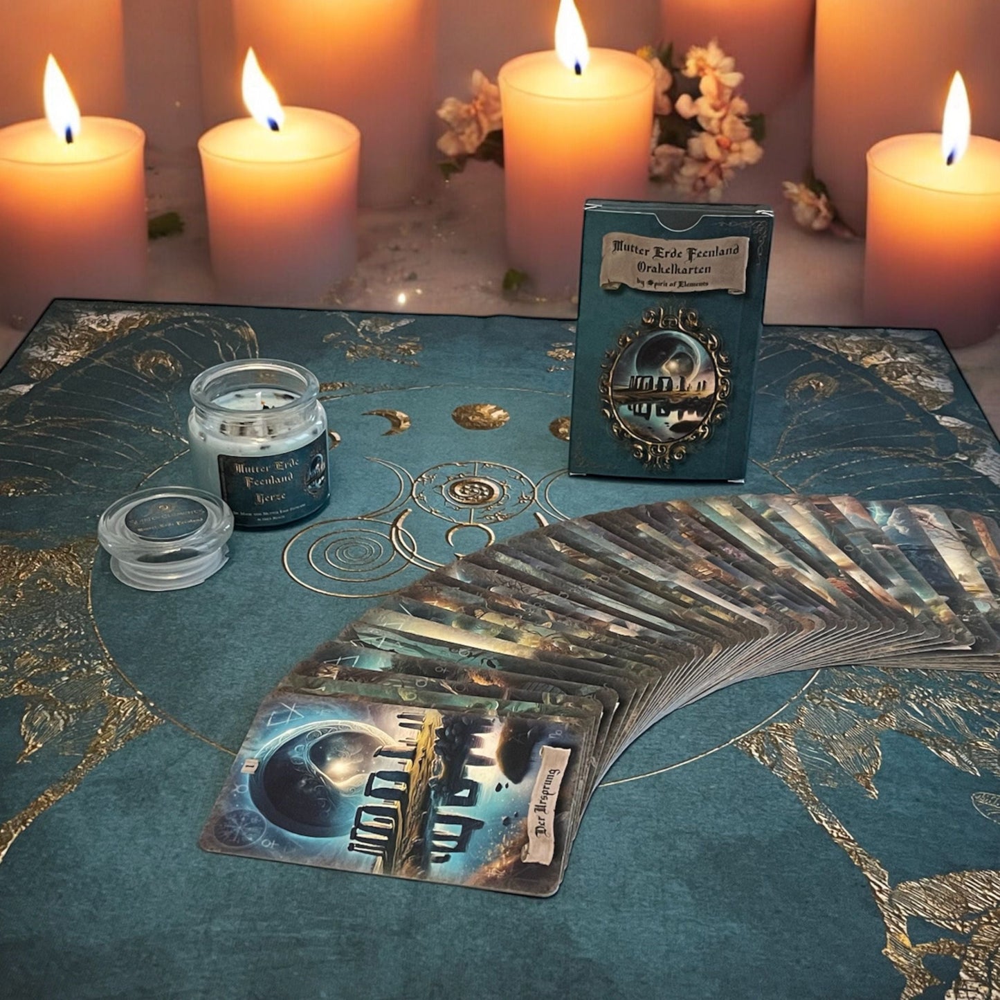 Tissu de Tarot Lenormand / Terre Mère Féerique