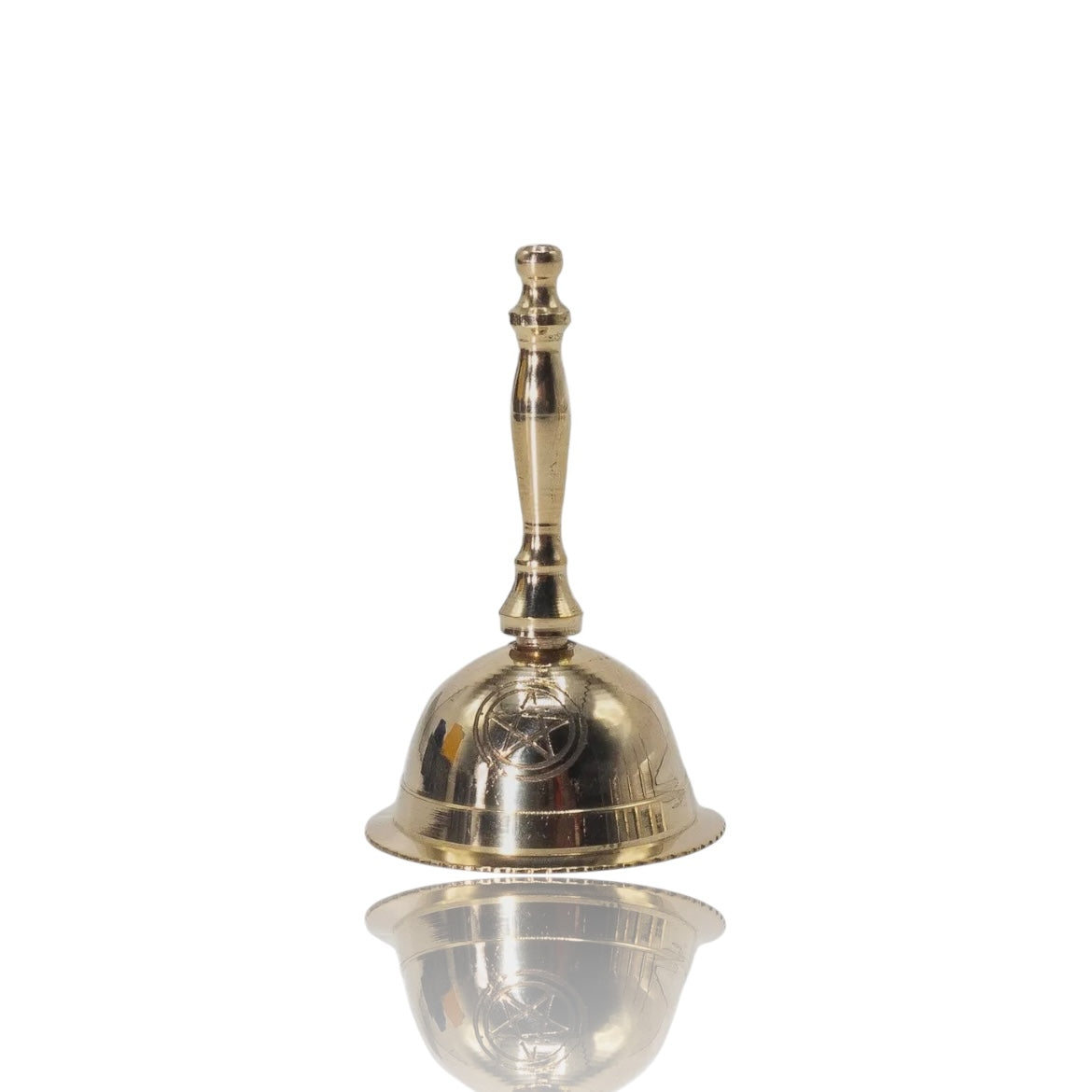 Petite cloche d'autel vintage en laiton – pentagramme