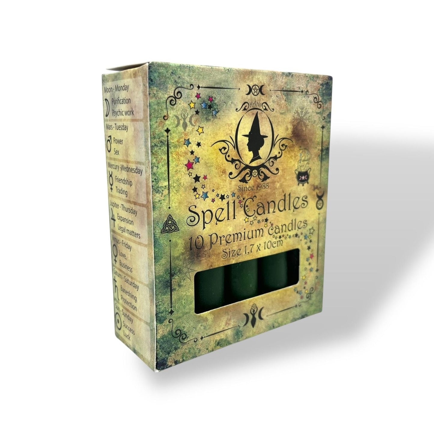 Ritual candles for candle magic - 1.7 x 10 cm Green