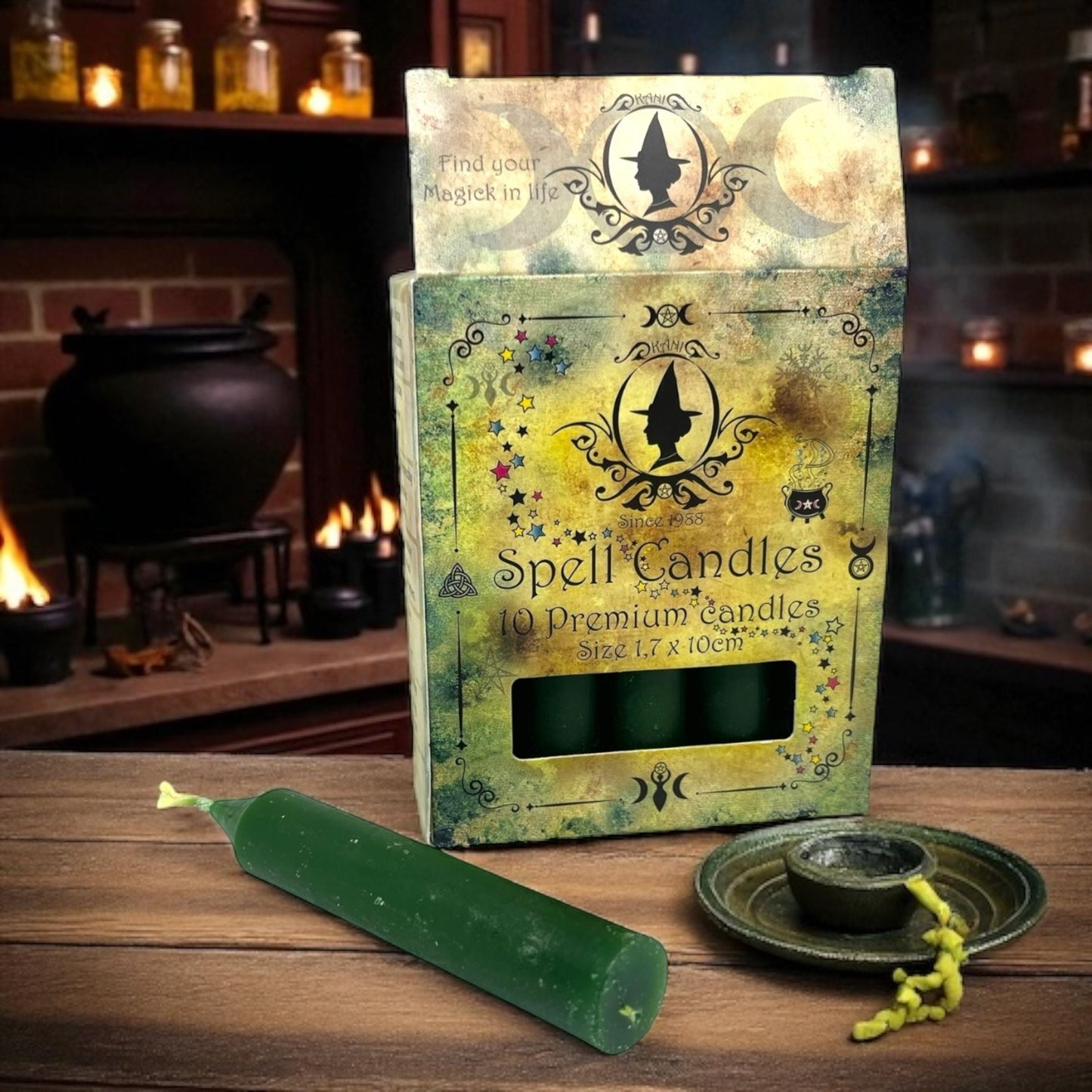 Ritual candles for candle magic - 1.7 x 10 cm Green