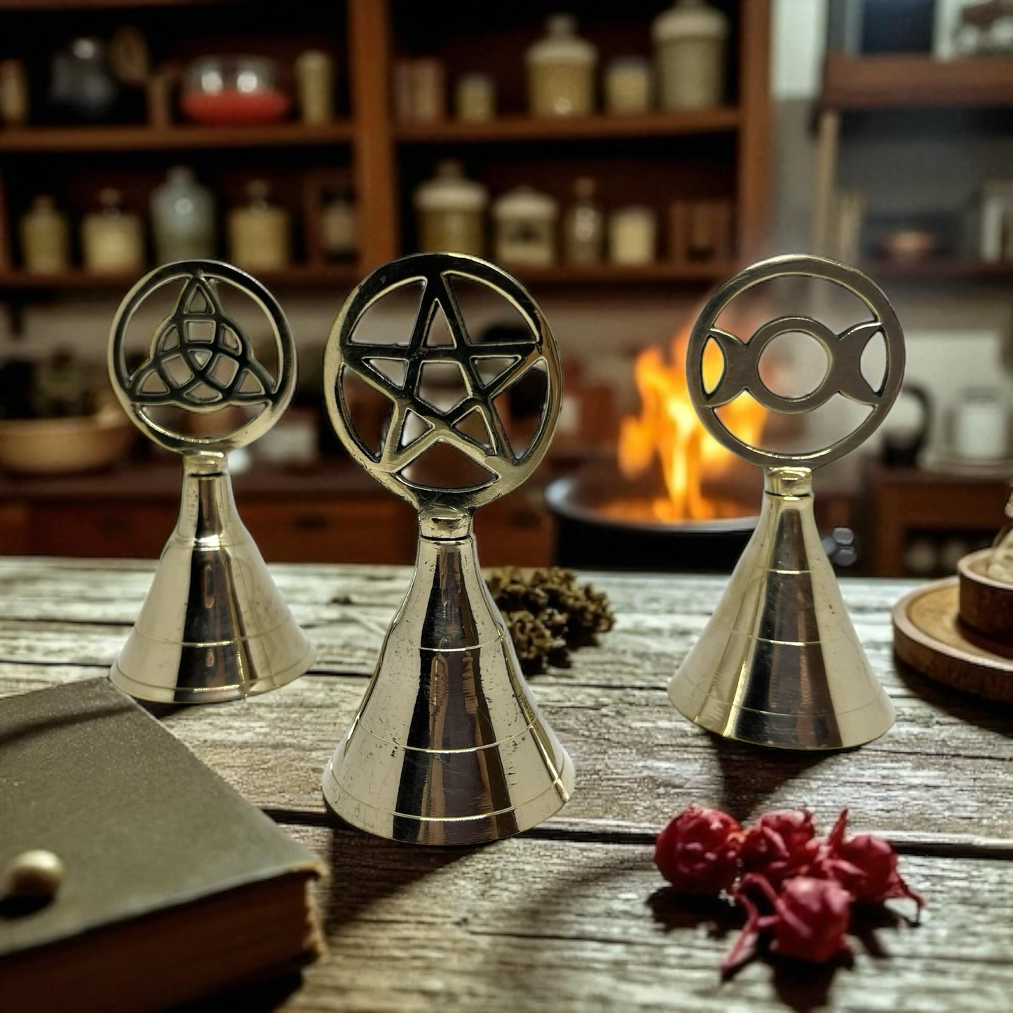 Vintage brass altar bell / large