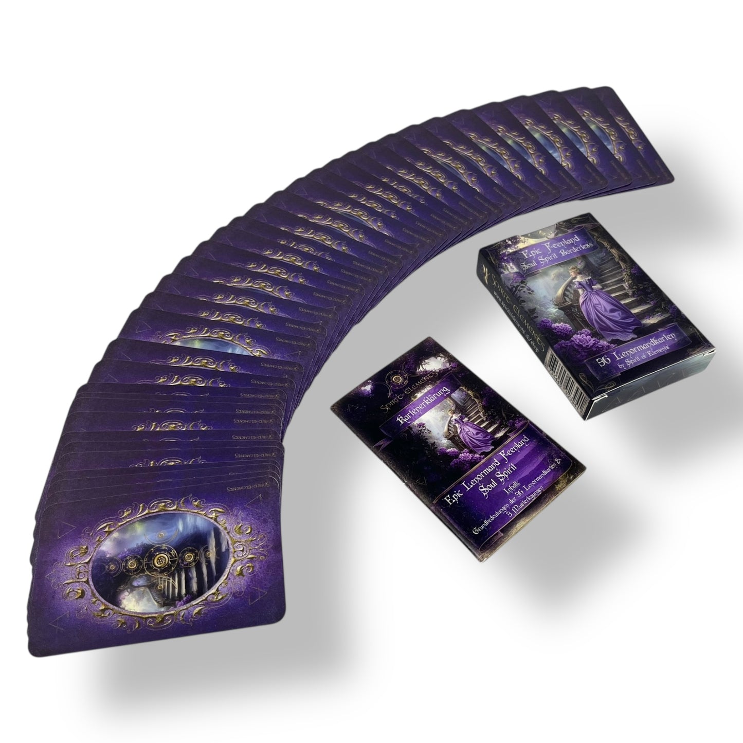 Lenormandkarten Epic Feenland Soul Spirit Borderless Viktorian Vintage Box & Rückseite & Kartenerklärung
