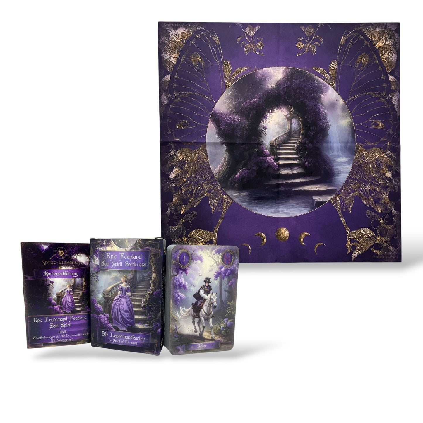 Lenormandkarten Epic Feenland Soul Spirit Borderless Viktorian Vintage Set mit Tuch