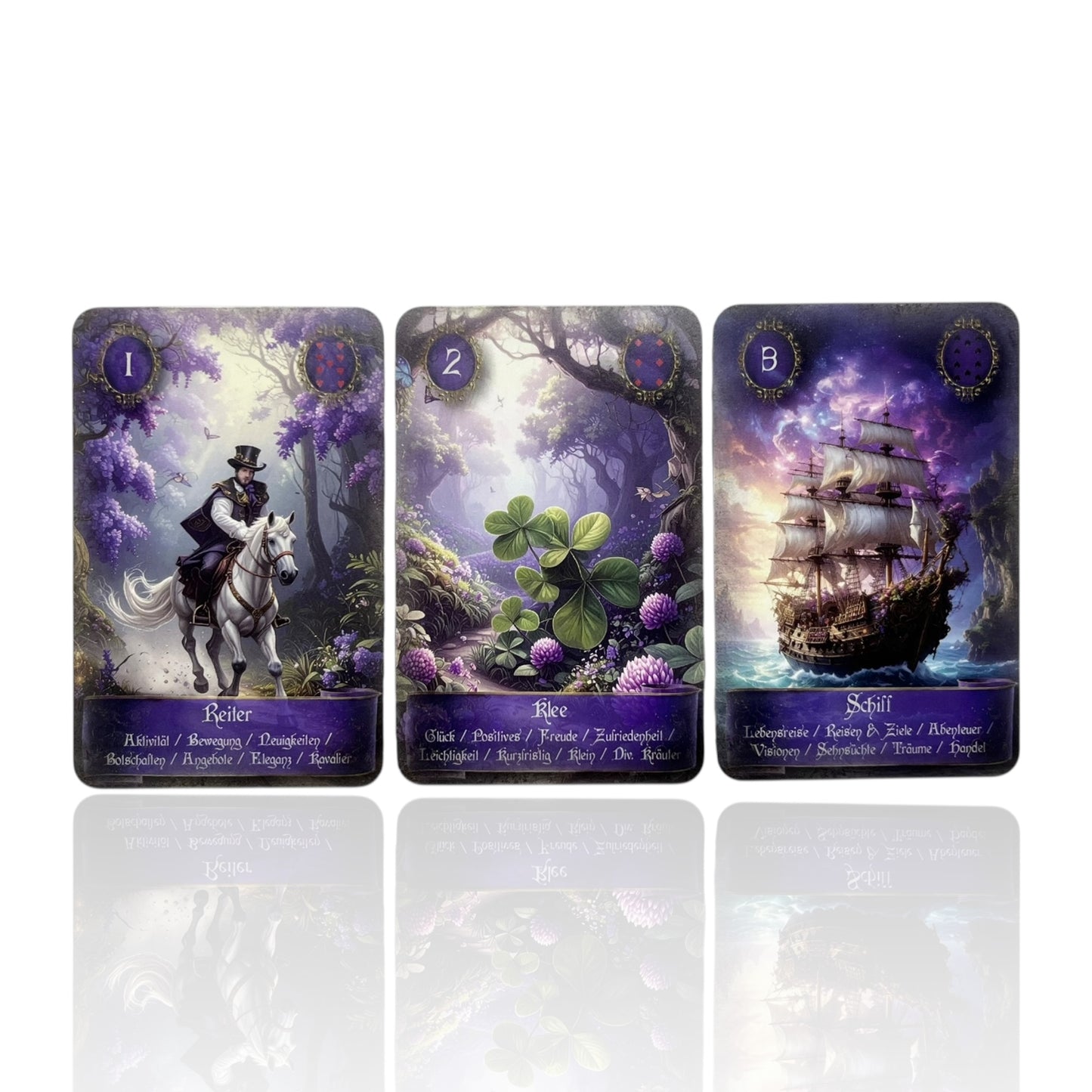 Lenormandkarten Epic Feenland Soul Spirit Borderless mit Deutungsstichworten Viktorian Vintage Karten