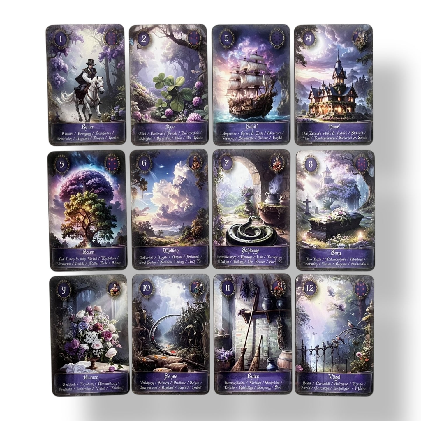 Lenormandkarten Epic Feenland Soul Spirit Borderless mit Deutungsstichworten Viktorian Vintage Karten