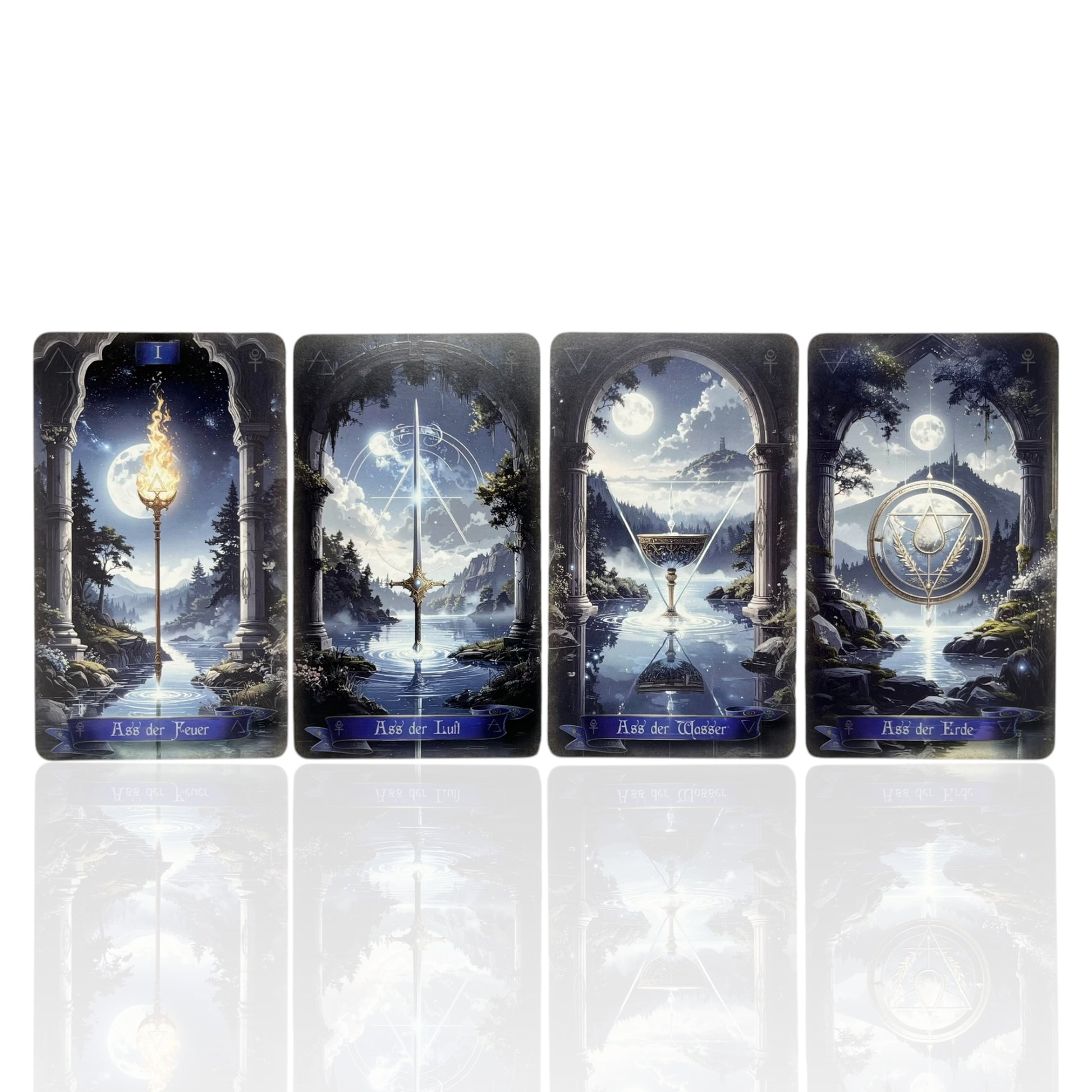 Tarotkarten Avalon - Elements Symbolic Tarot Classic DE - Die Assen der Elemente