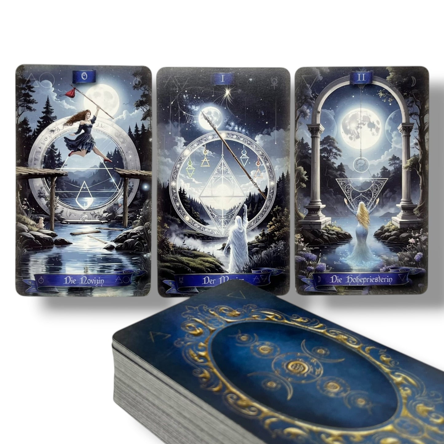Tarotkarten Avalon - Elements Symbolic Tarot Classic DE - 3 Karten und Rückseite